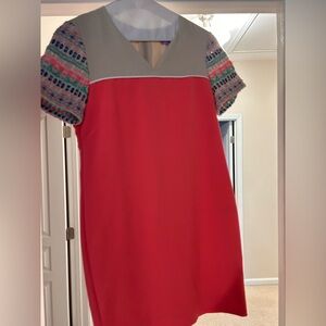 Vilagallo Red and Multicolor Mini Dress